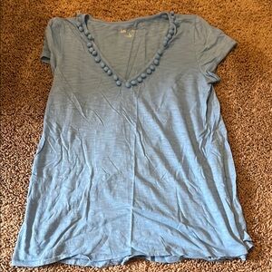 Lilly Pulitzer Blue Ruffled Short Sleeve Tee